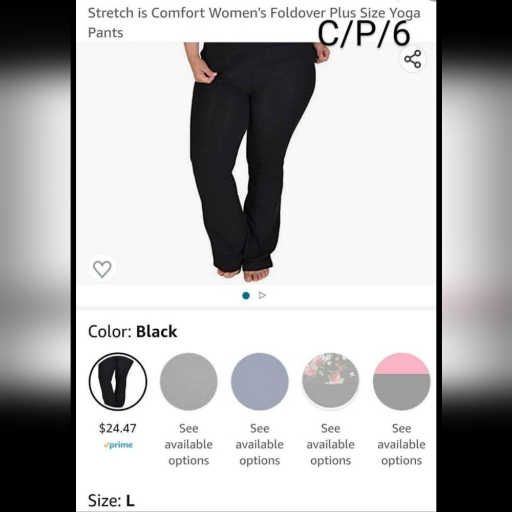 Women's Stretch Is Comfort Black Foldover Plus Size Yoga Pants CP6